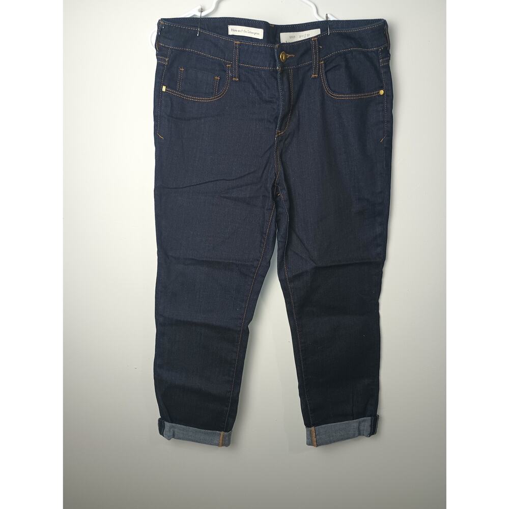Anthropologie Pilcro Stet Demin Cropped Jeans Women Size 31 Dark‎ Wash Cuffed